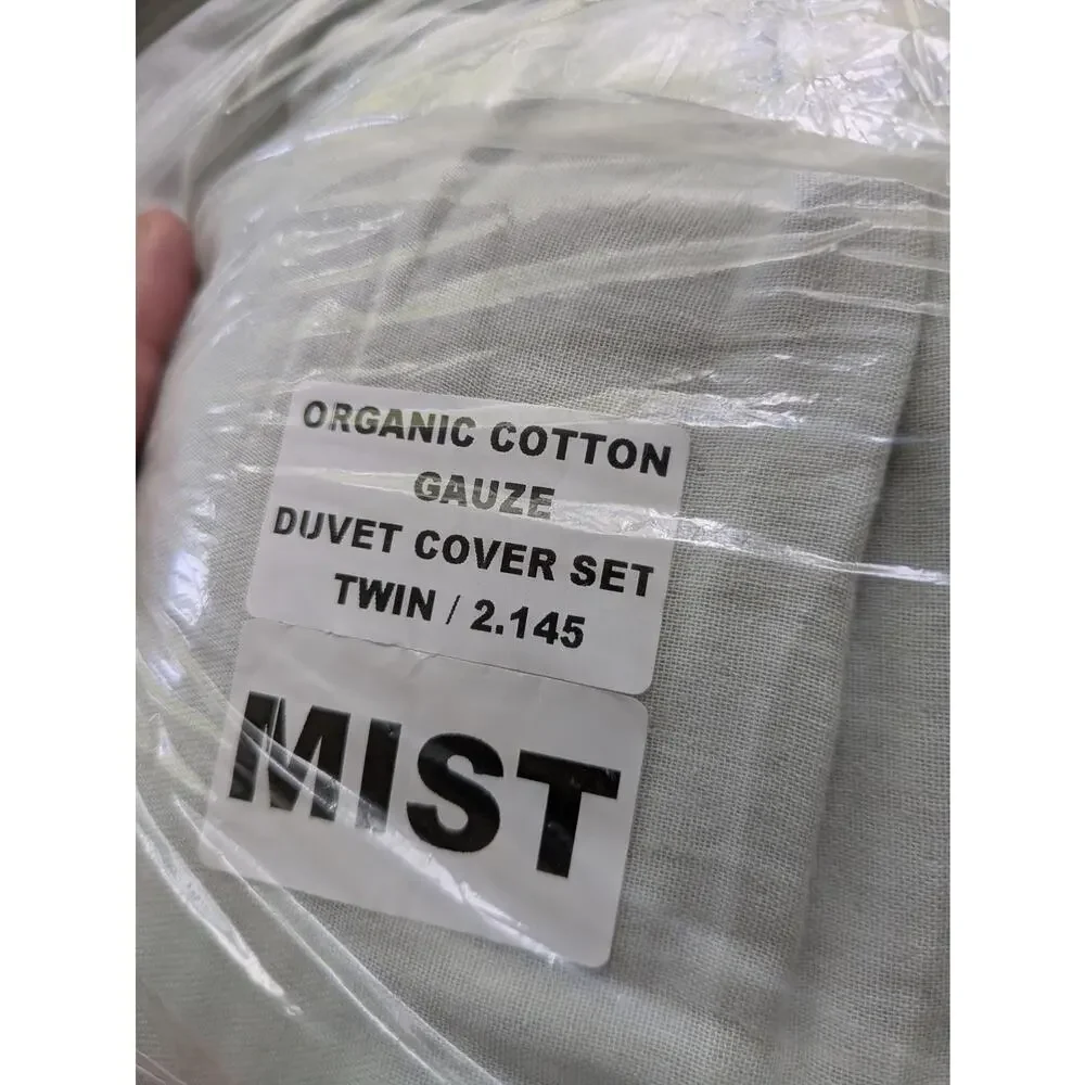 Quince TWIN Cotton Airy Gauze Duvet Cover + Shams MIST 100% Organic NEW